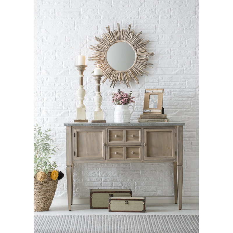 Canora Grey Tyelise Round Driftwood Framed Sunburst Wall